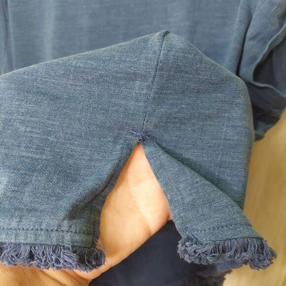 Chicos Women's Top Size 3 (XL/16) Blue~Rope Tie~ Nautical~Fringe~Boho Beachy - Picture 9 of 13